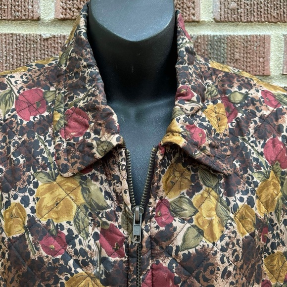 Quilted Zip Floral Print Long Sleeve Pockets Fully lined Women’s Jacket Sz M - Picture 5 of 9